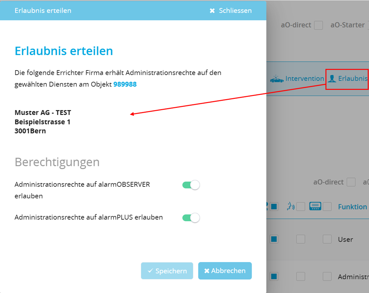 «Erlaubnis erteilen» – TUS AIN